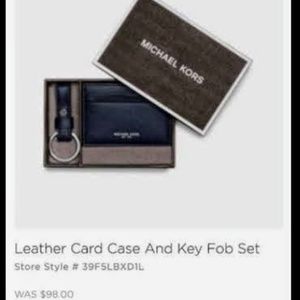 Michael Kors Leather Card Case and Key Fob Set